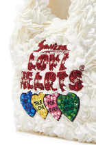 Love Hearts Sequin-Embellished Recycled Satin Tote Bag